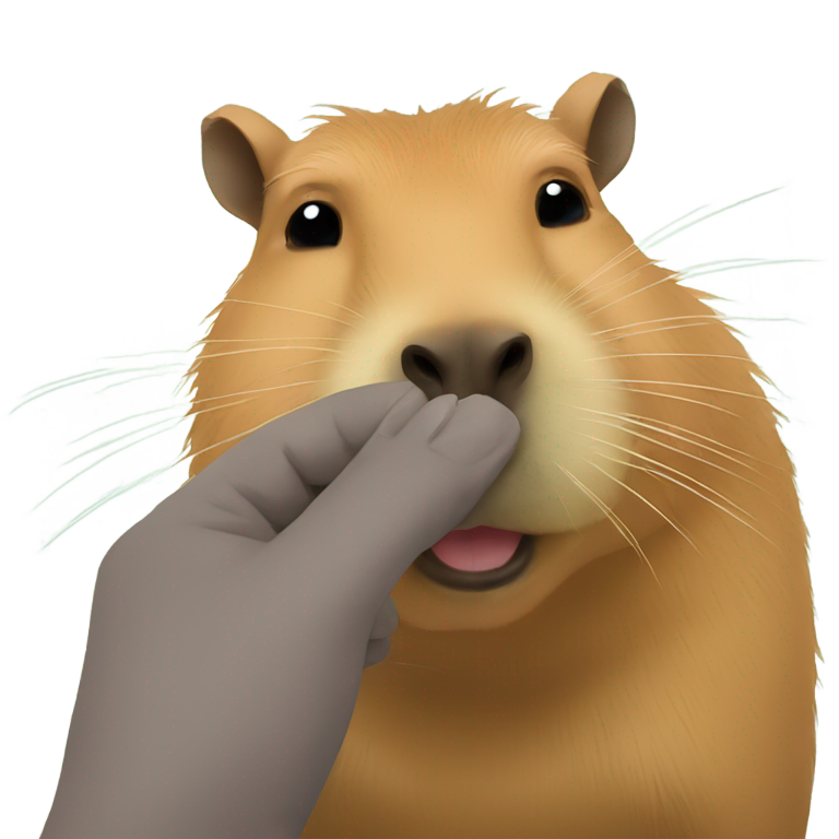 絵文字：カピバラの鼻を撫でる人