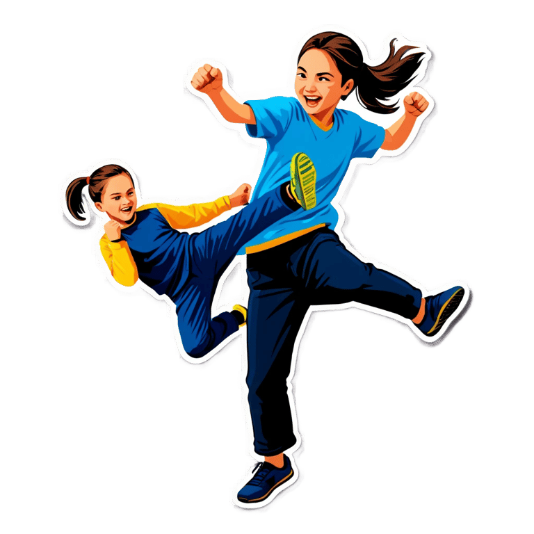 genmoji: A girl kicking a boy