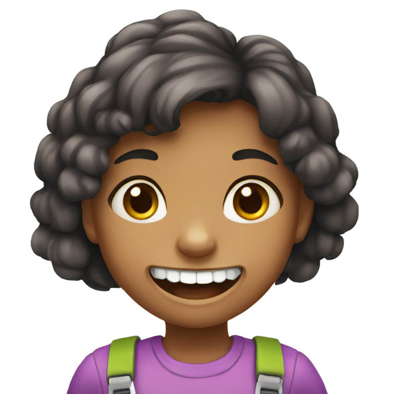 genmoji : Little girl with brace teeth