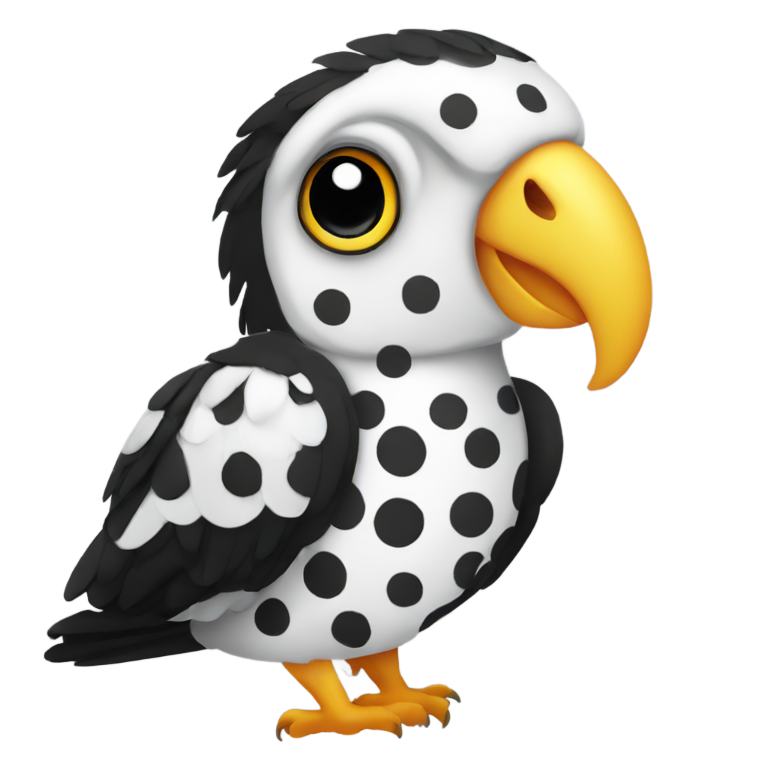 genmoji: Black and white polka dot parrot
