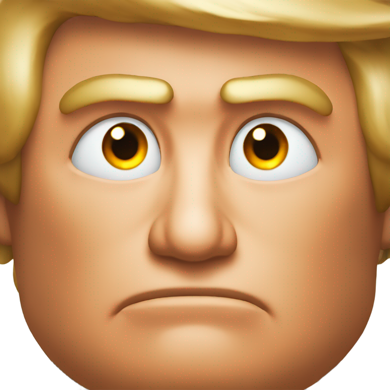 genmoji：愤怒的唐纳德·特朗普，橙色皮肤，翻白眼