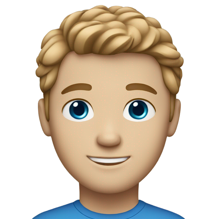 genmoji : Garçon blanc aux yeux bleus, cheveux châtain clair et raie au milieu.