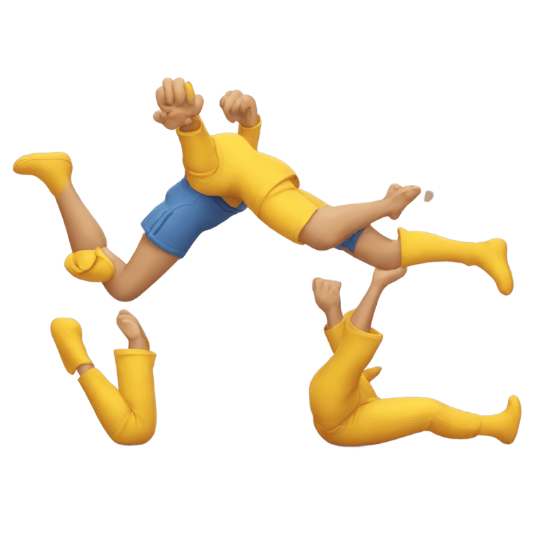 絵文字：hands on face and laying down, kicking legs, yellow face emoji