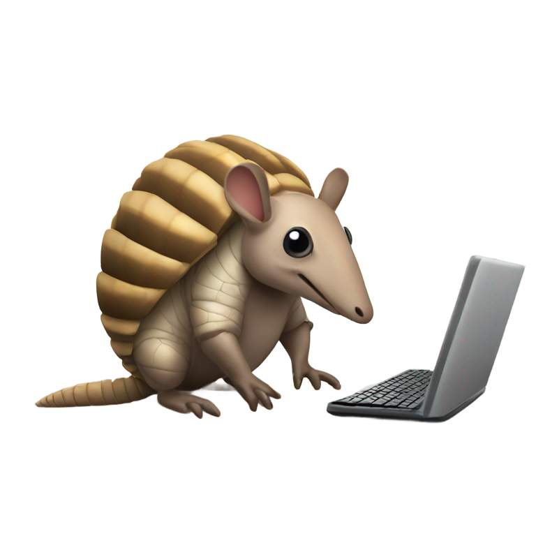 genmoji：一只犰狳在使用电脑