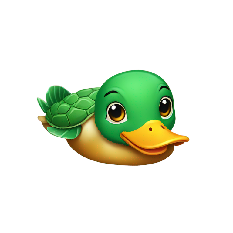 genmoji: duck with turtle case