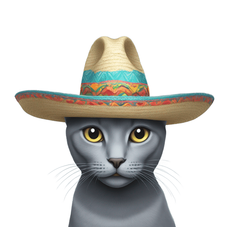 genmoji: A russian blue cat with a sombrero