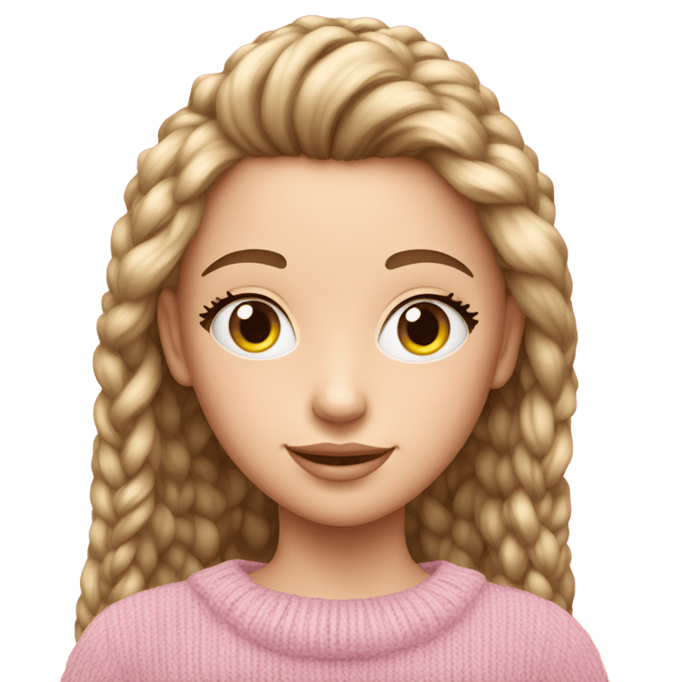 genmoji : Jeune fille en pull rose tricoté