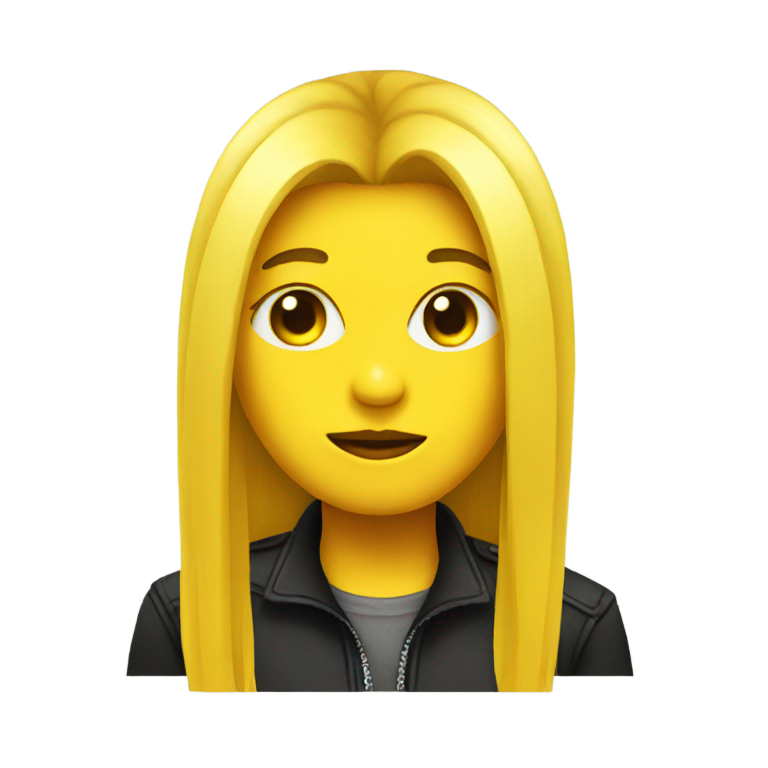genmoji: Yellow Emoji face with goth hair