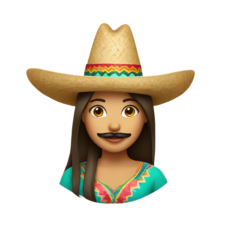 genmoji: girl with a mexican hat and moustache