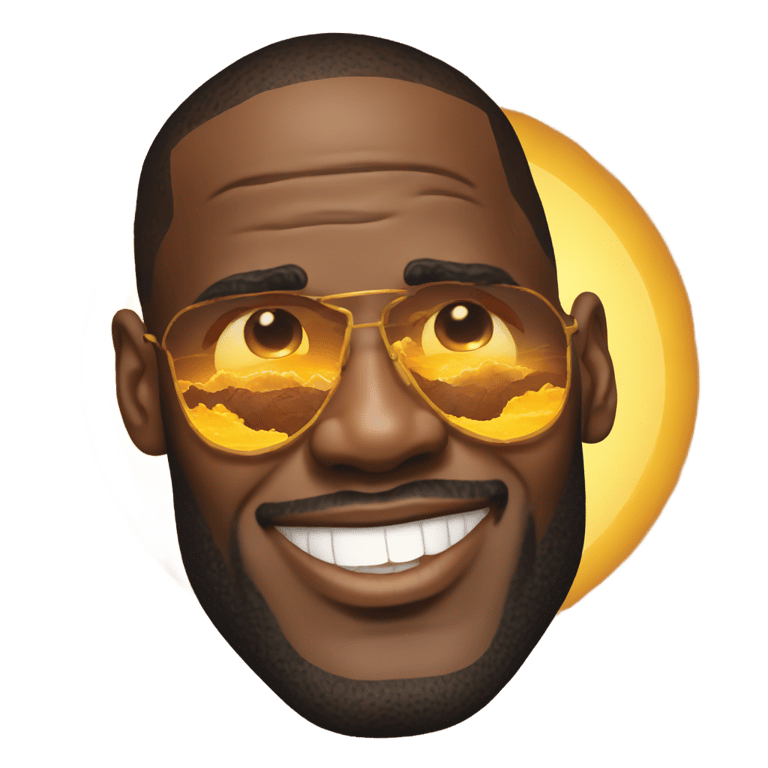 絵文字：LeBron James face with big sun behind him outlining his face