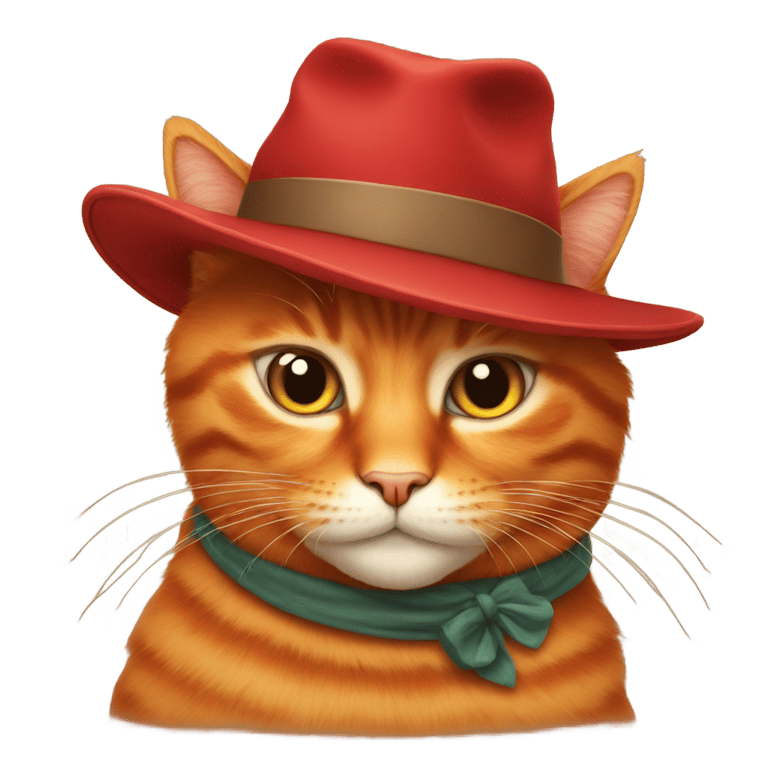絵文字：a red cat with a hat