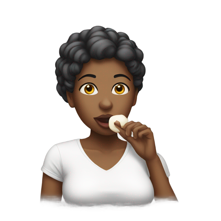 genmoji : Une femme noire suçant une grosse bite blanche