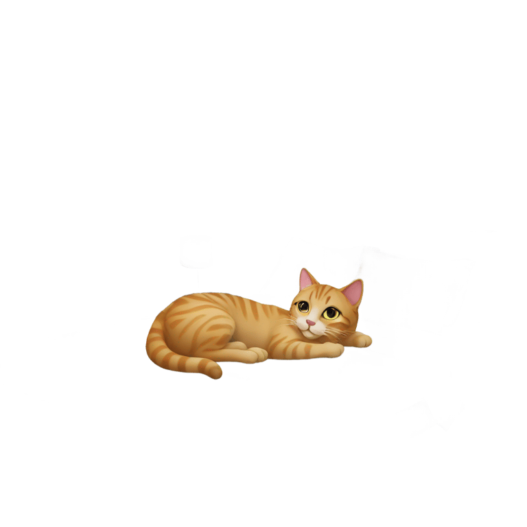 genmoji : cat laying on a bed in a sky view hotel