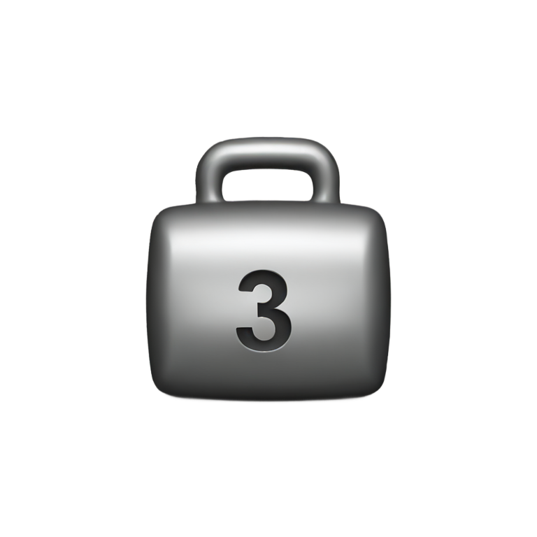 genmoji: 3 pound weight with a 3 on it
