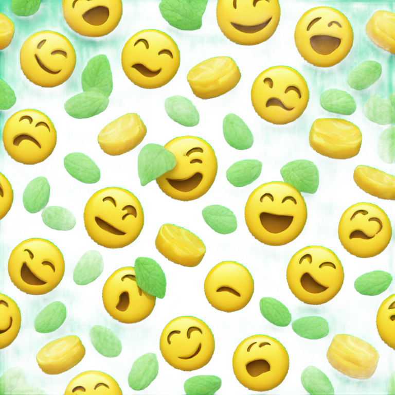 genmoji：Smiley face eating a mint candy piece