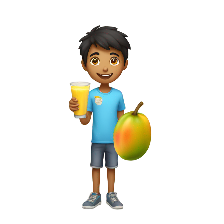 絵文字：13歳のインドの少年が5ポンドのマンゴーラッシーを飲む