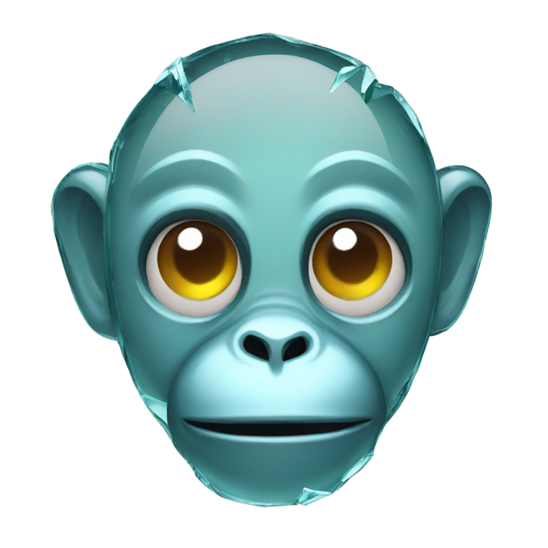 genmoji：碎裂玻璃猴子摔在地上