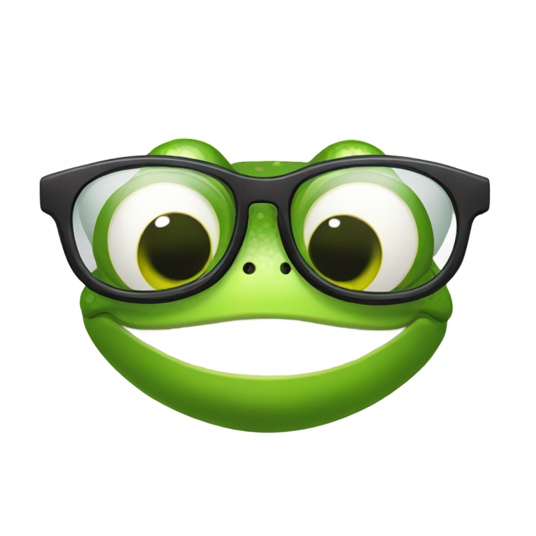 genmoji：戴眼镜的微笑青蛙脸矢量图