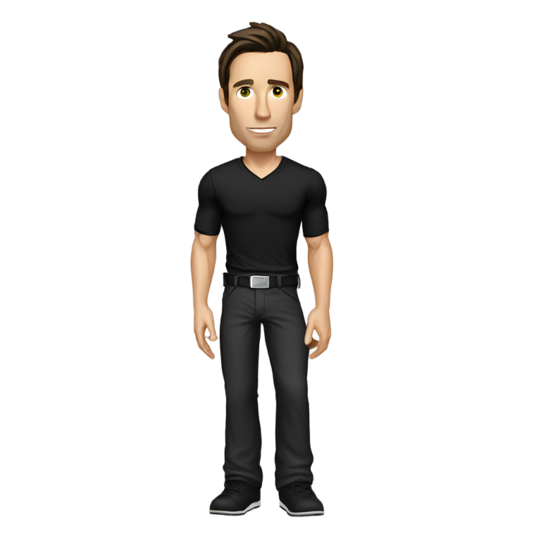 genmoji : Steve Nash portant une chemise noire et un pantalon rentré avec une ceinture tit