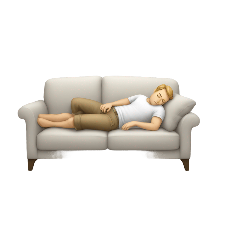 genmoji：white man sleeping on couch laying down