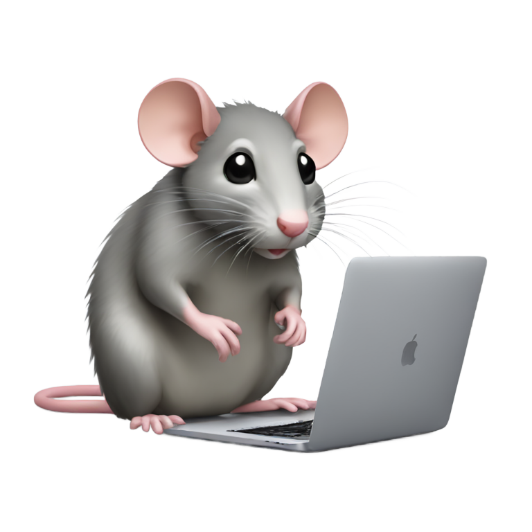 絵文字：優しいネズミとMacBook