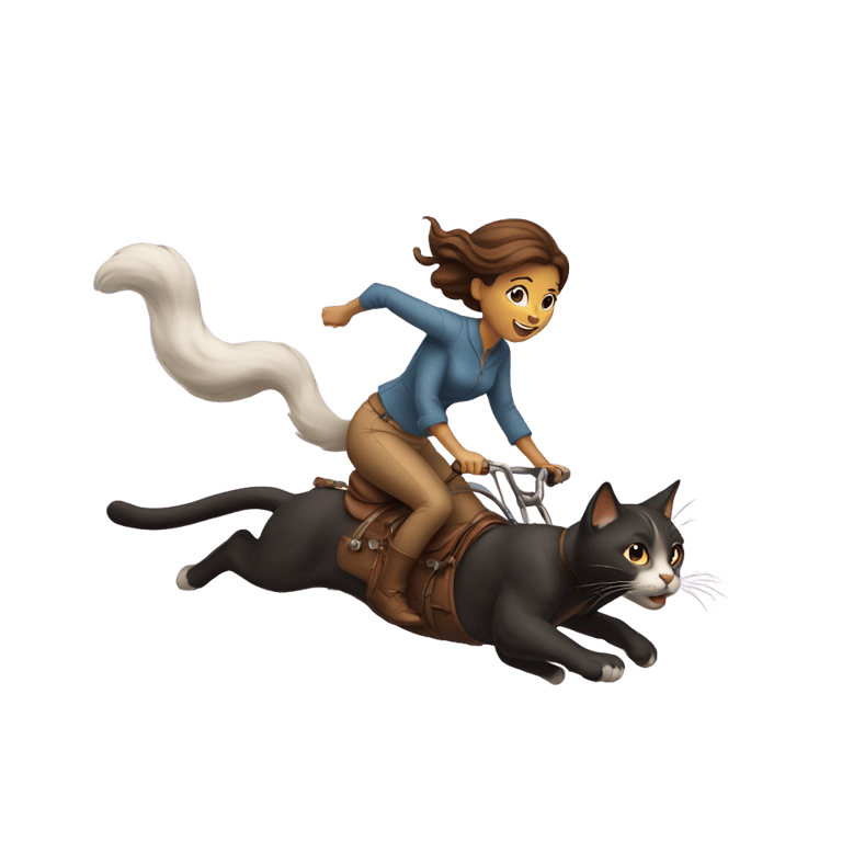 genmoji: a woman riding a flying cat