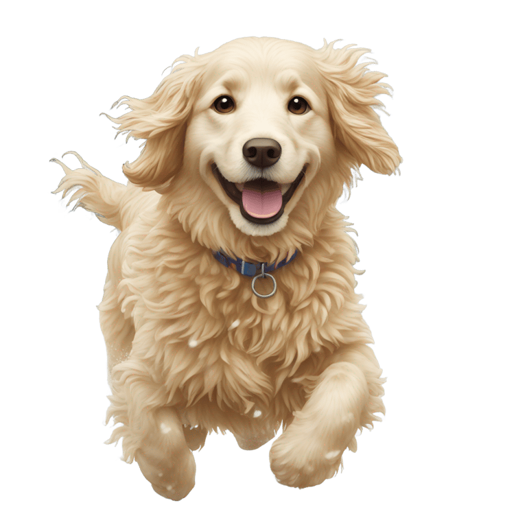 genmoji：金毛金毛犬在雪中奔跑
