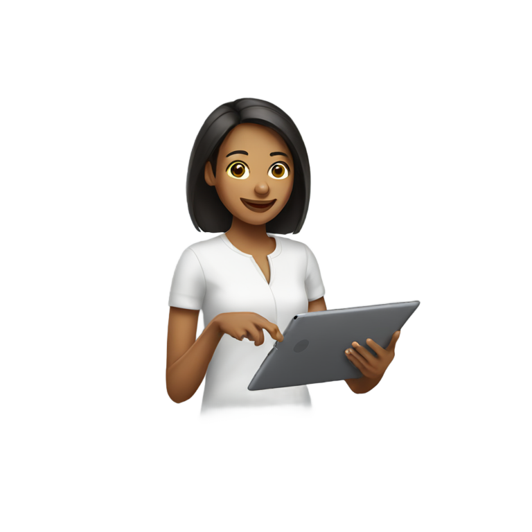 genmoji: woman playing iPad