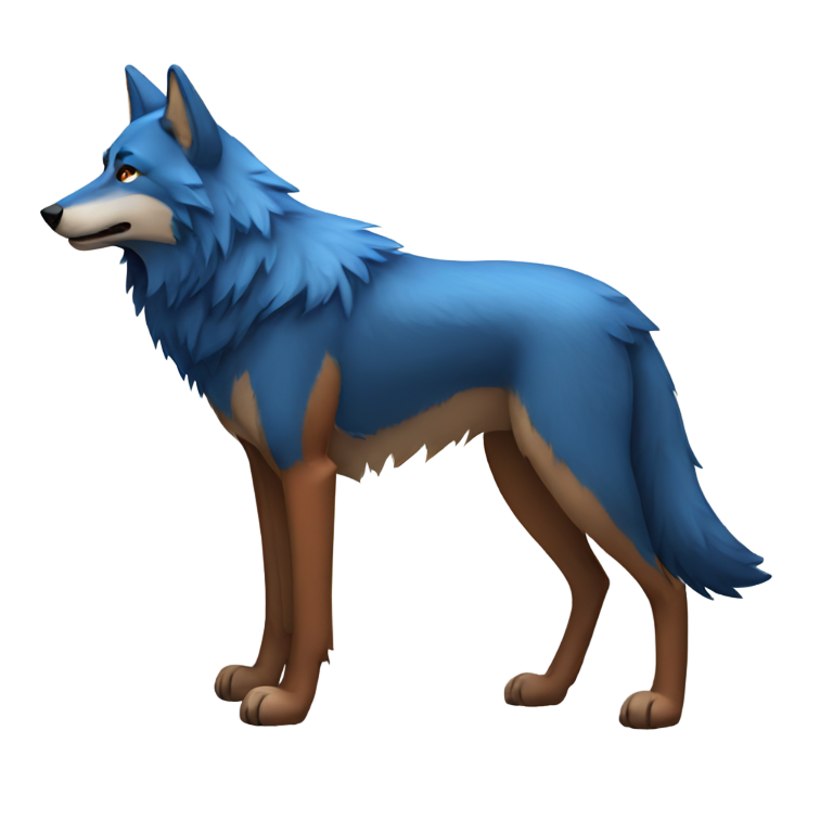 genmoji : Un loup bleu avec un loup rouge