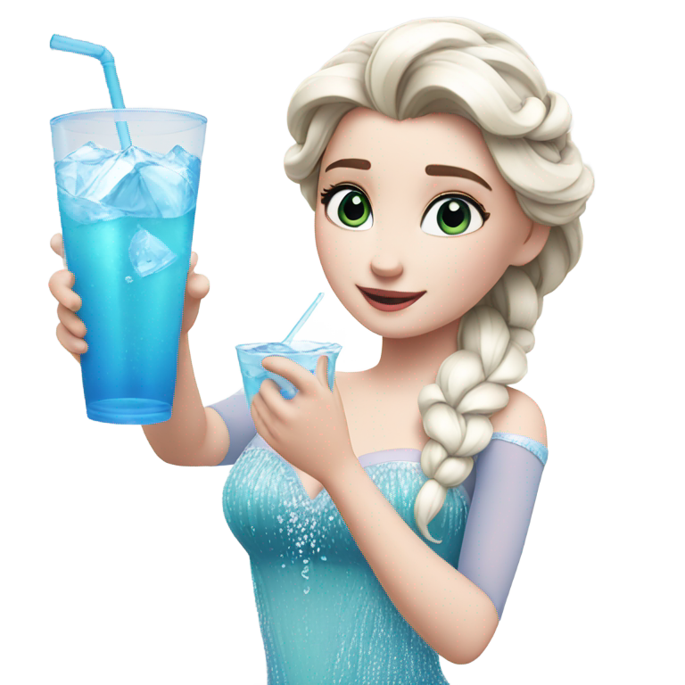 genmoji：A elsa with  drink water