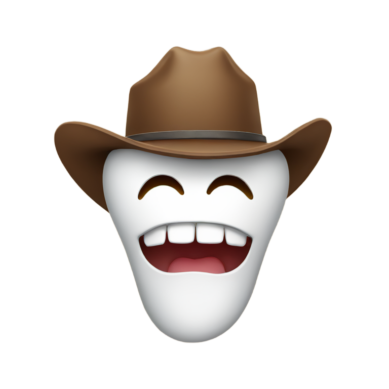 genmoji：戴牛仔帽的哭泣牙齿