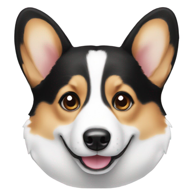 genmoji: Black and white corgi face