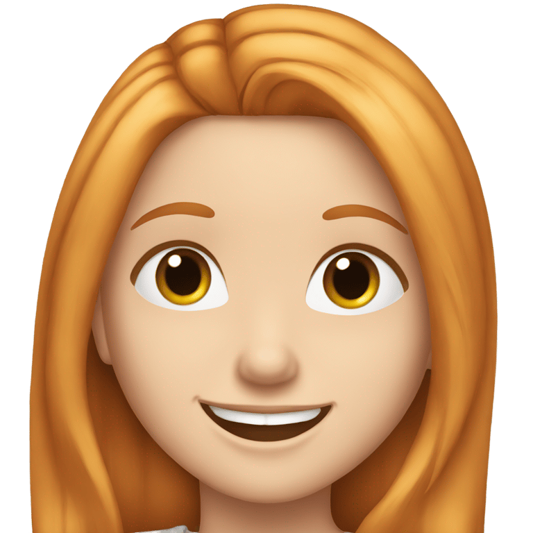 絵文字：a beautiful white girl smiling with a ginger, perfect and straight hair