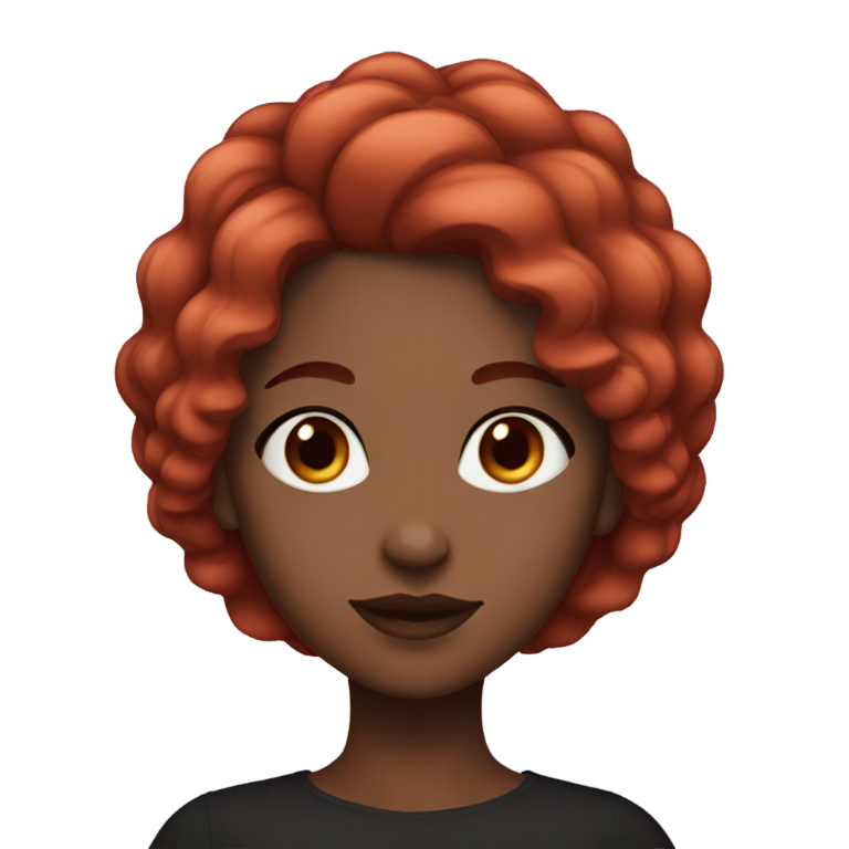 genmoji：黑皮肤女孩，中等长度红色头发，黑色眼睛