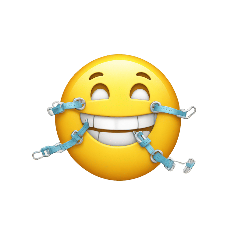 絵文字：ブレースをつけた笑顔の絵文字
