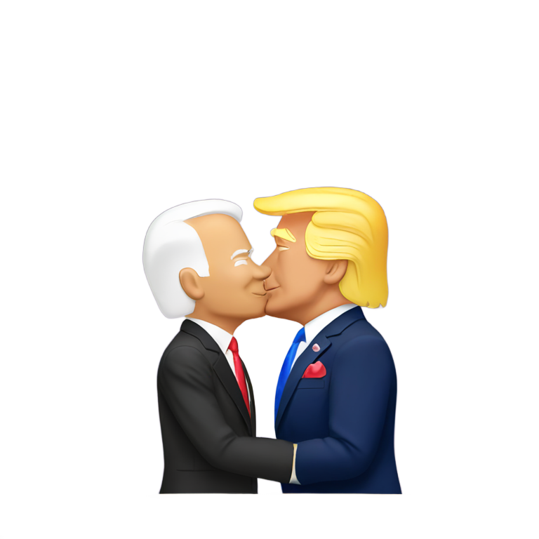 絵文字：ドナルド・トランプとジョー・バイデンがキスする