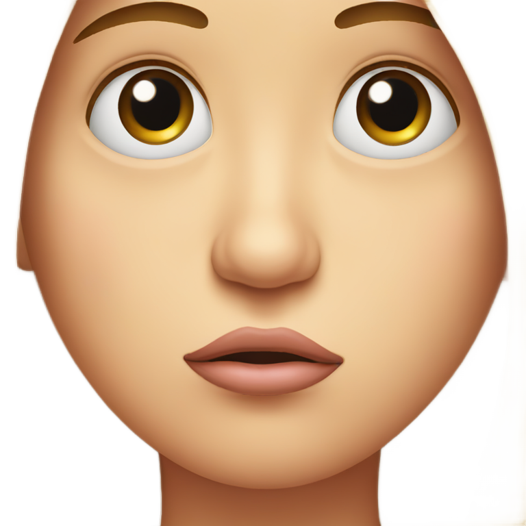 genmoji : big sad eyes with small straight mouth. no eyebrows. put a small tongue sticking out