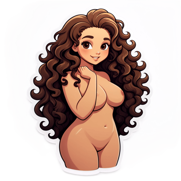 genmoji: Naked curvy girl with curly hair