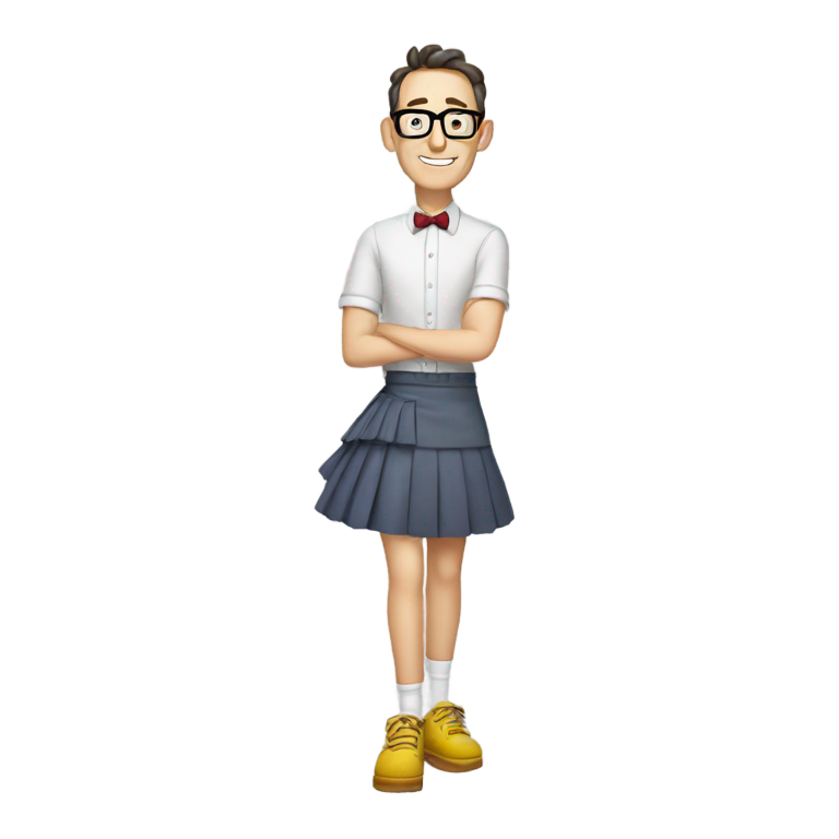 genmoji : Tom Kenny en jupe avec des chaussures