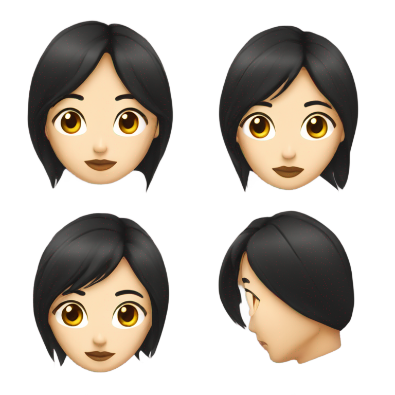 genmoji：亚洲长发黑发女子顺从