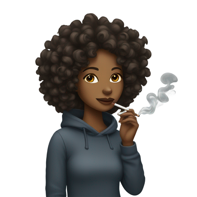 genmoji：黑人女孩卷发抽大麻