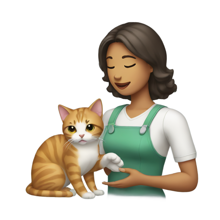 genmoji : Femme ramassant un chat