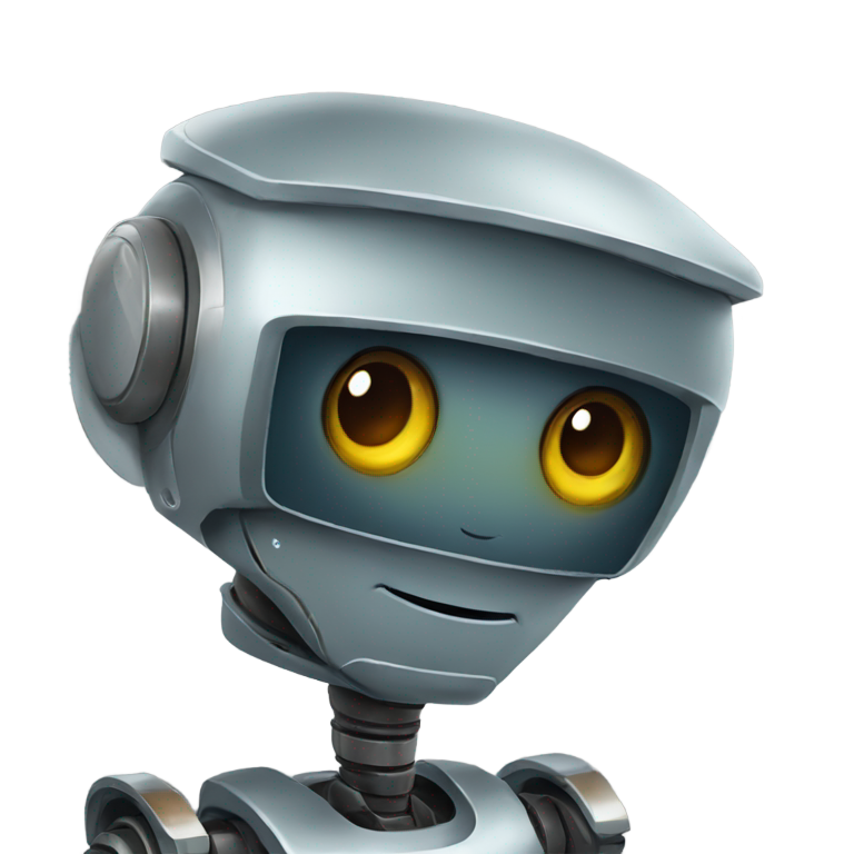 genmoji：机器人绘画。机器人戴着贝雷帽，占据了大部分画面。