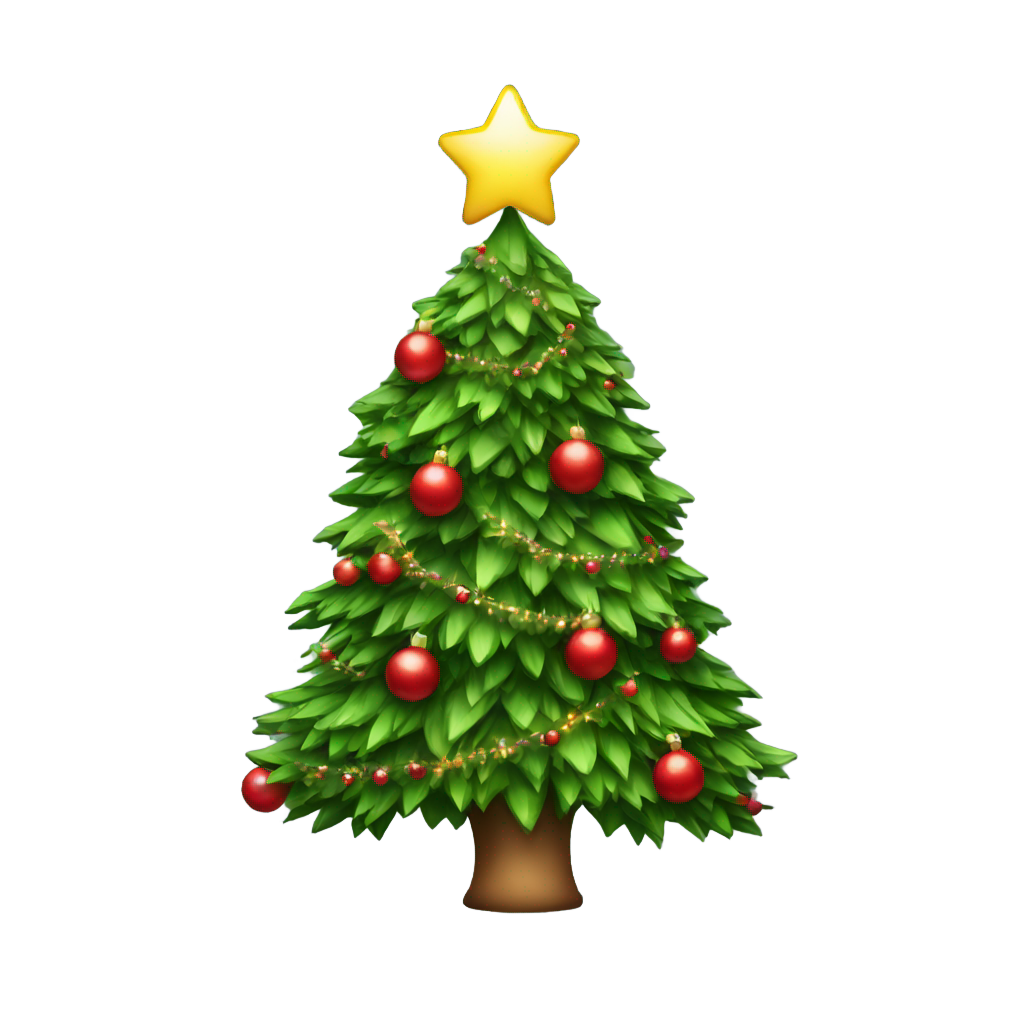 genmoji: Christmas tree with red decorations