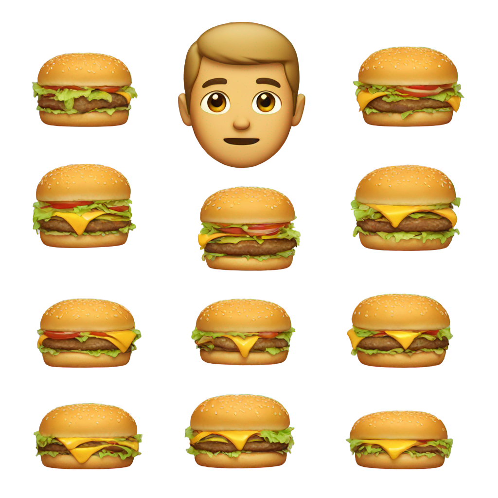 genmoji: Deformed man with burger