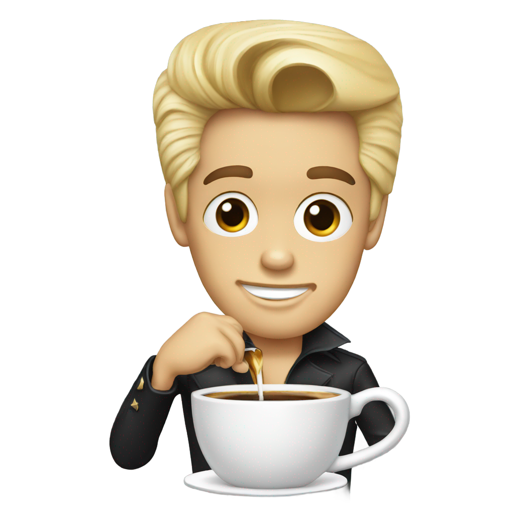 絵文字：Elvis Presley drinking coffee