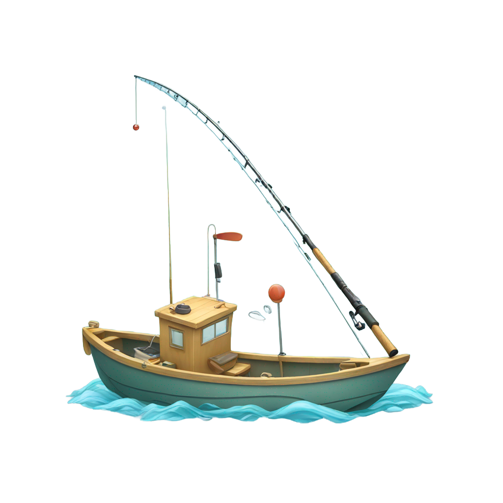 genmoji: Fishing rod with boat