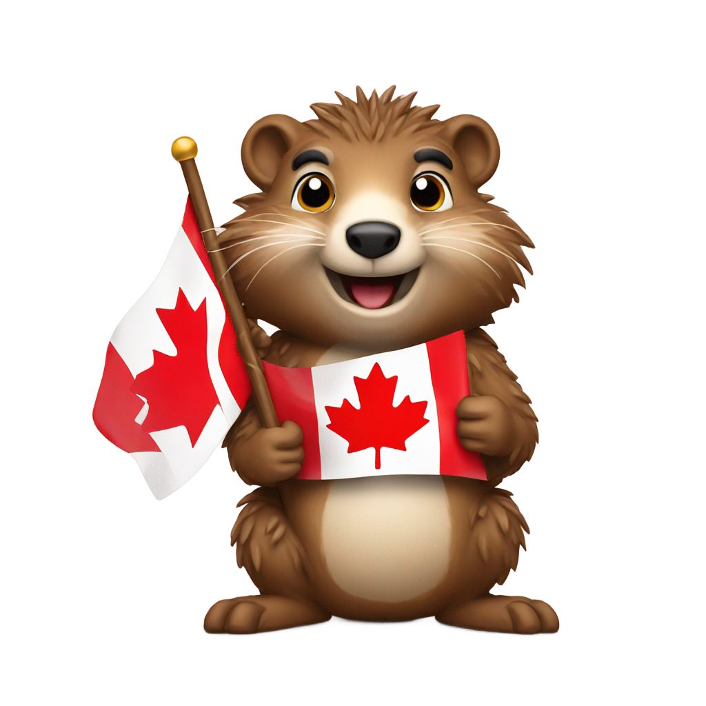 genmoji: Geoundhog holding Canadian Flag