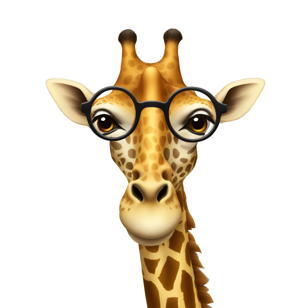 genmoji: glasses on a girrafe