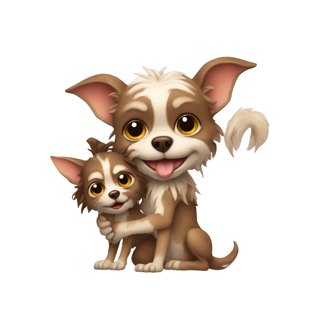 genmoji : gremlin holding a dog